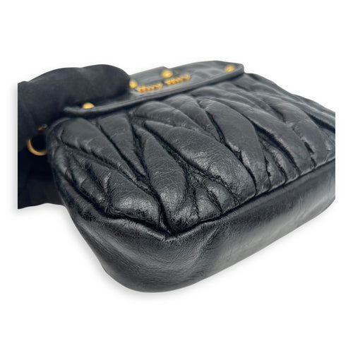 Miu Miu Coffer Crossbody Bag Black in Calfskin, Gold hardware_8