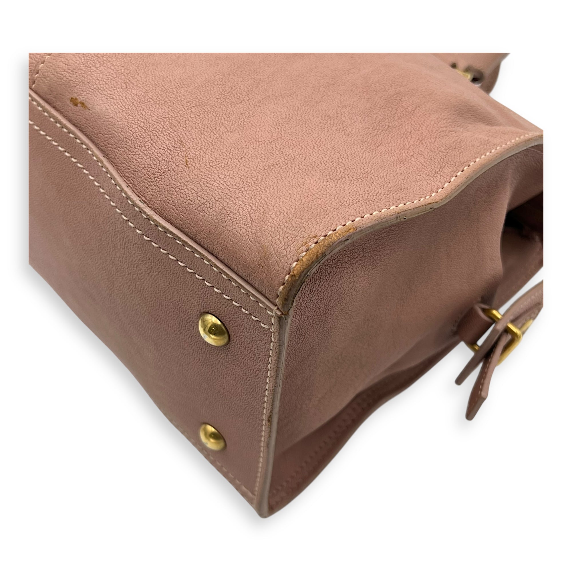 Saint Laurent Cabas Top Handle Bag Pink in Calfskin, Gold hardware_14
