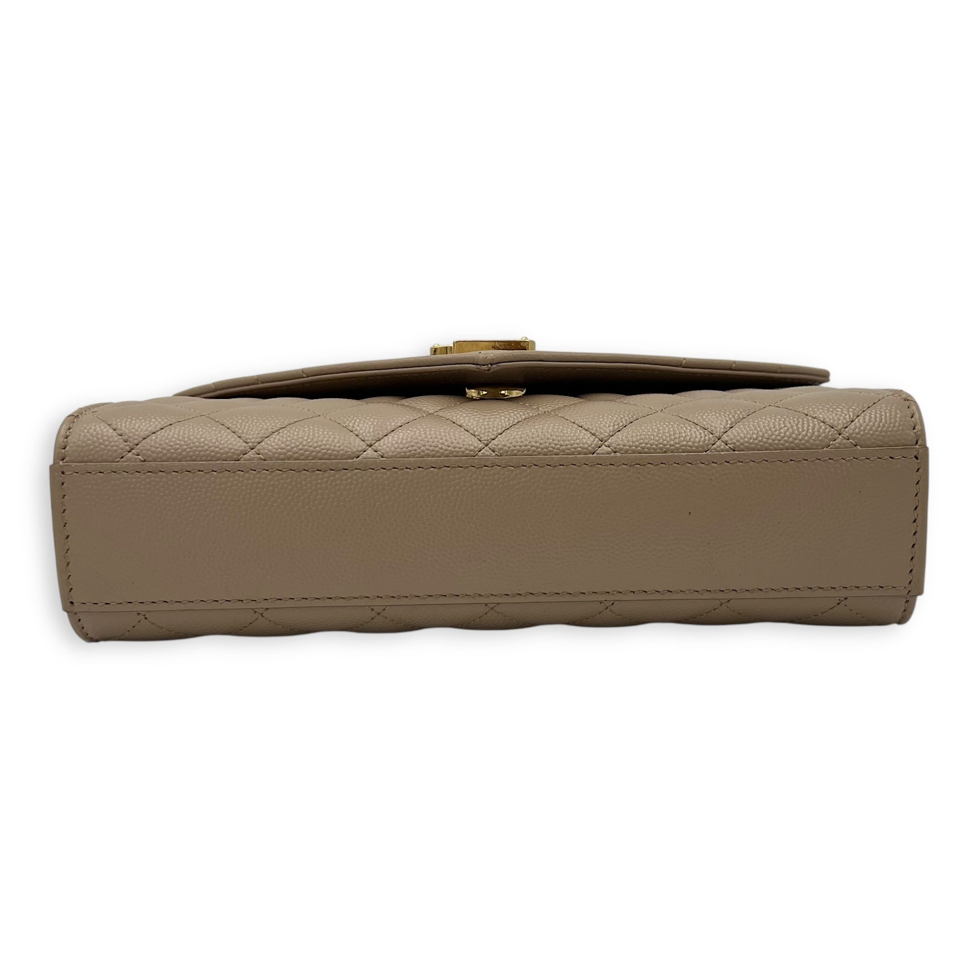 Saint Laurent Envelope Crossbody Bag Small Beige in Calfskin, Gold hardware_5