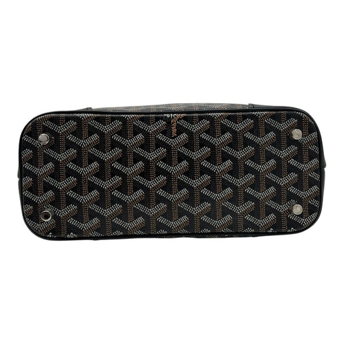 Goyard Beluga Top Handle Bag Black in Coated Canvas, Silver hardware_5