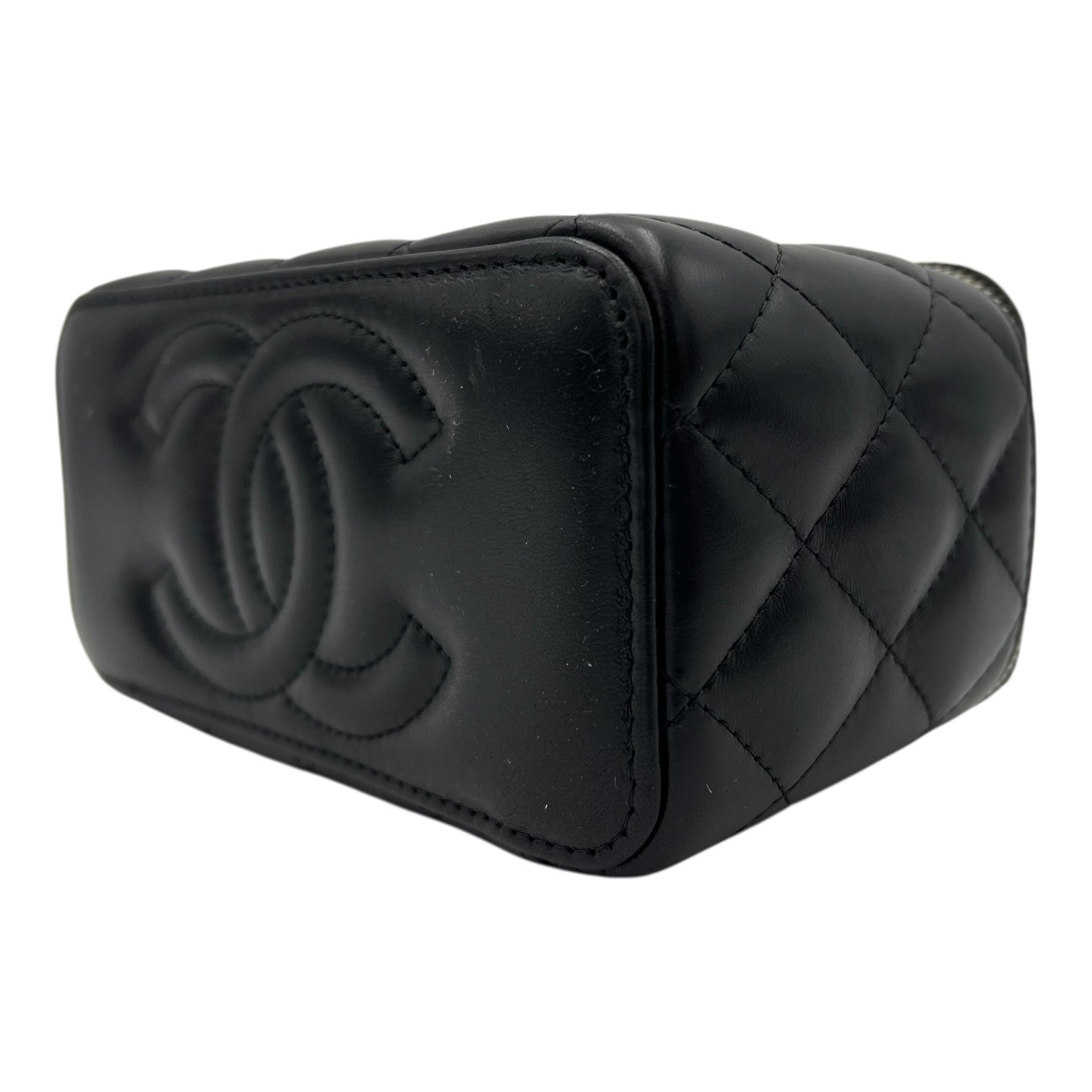 Chanel Pearl Crush Vanity Crossbody Bag Black in Lambskin, Gold hardware_10