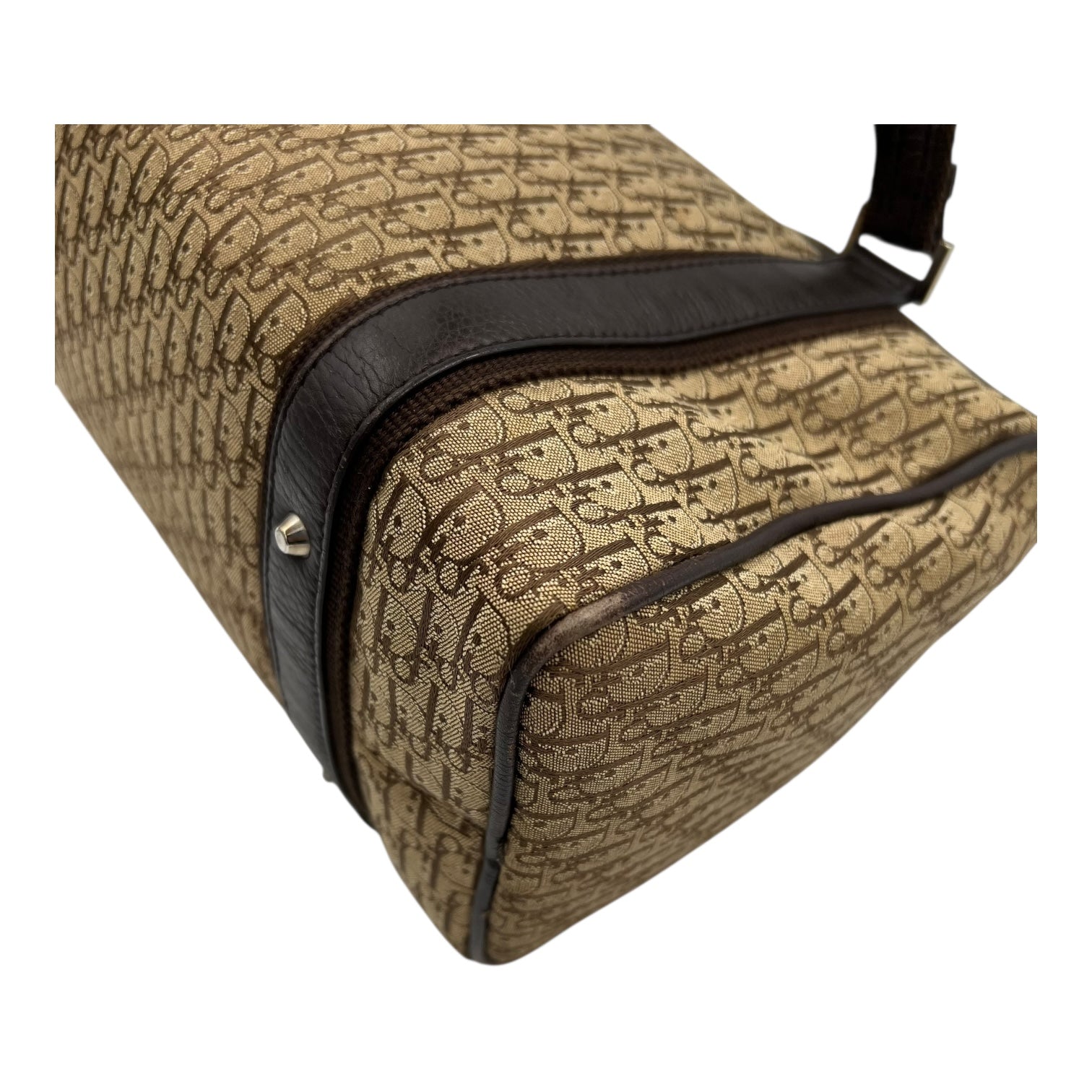 Christian Dior Trotteur Shoulder Bag Brown in Canvas, Silver hardware_16