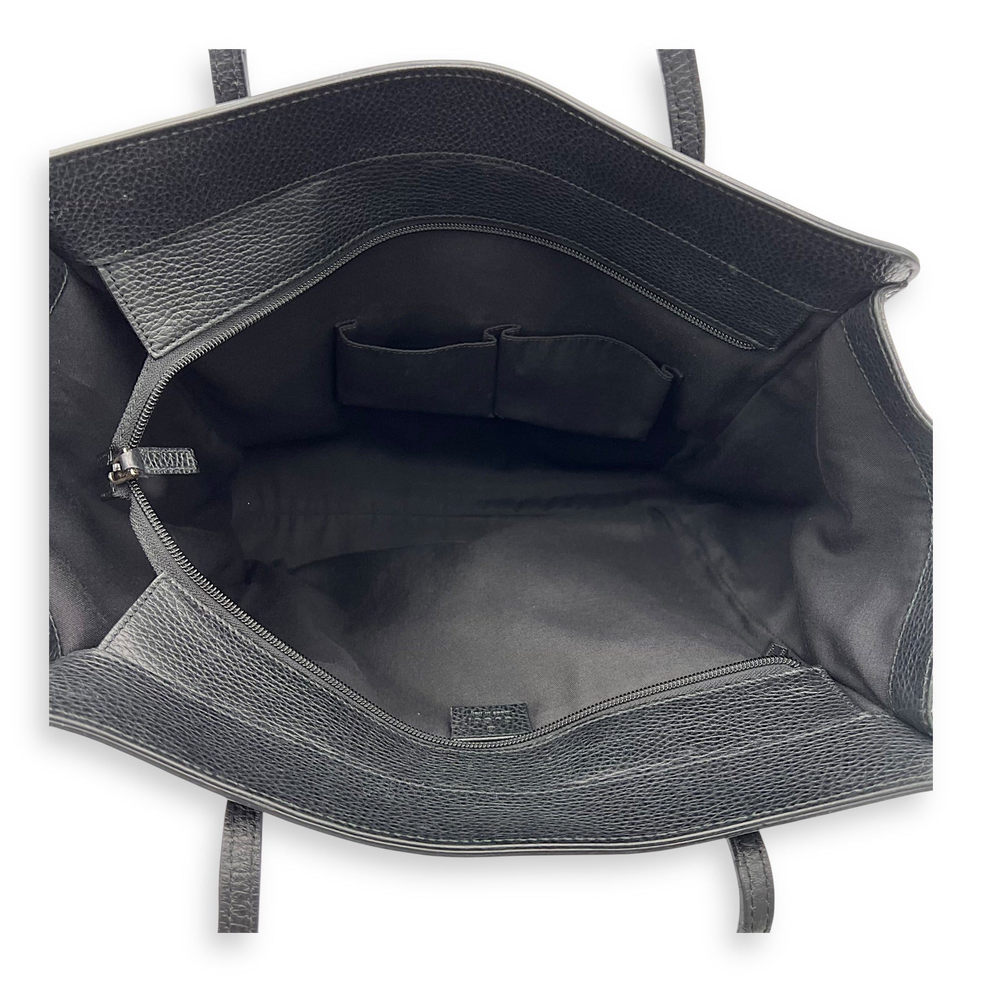 Gucci Interlocking G Tote Bag Black in Calfskin, Gold hardware_6