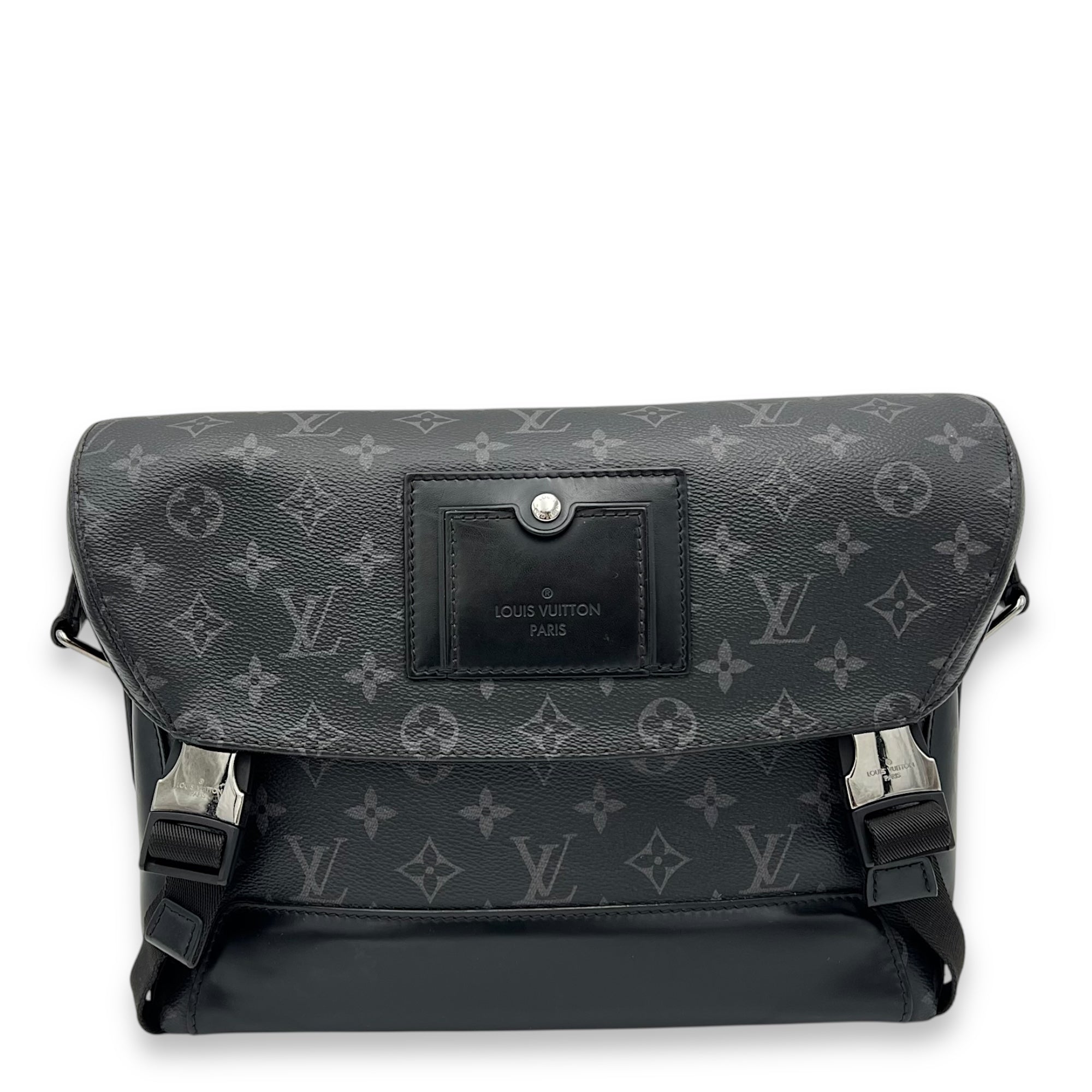 Louis Vuitton Voyager Messenger MM Black in Canvas, Silver hardware_1