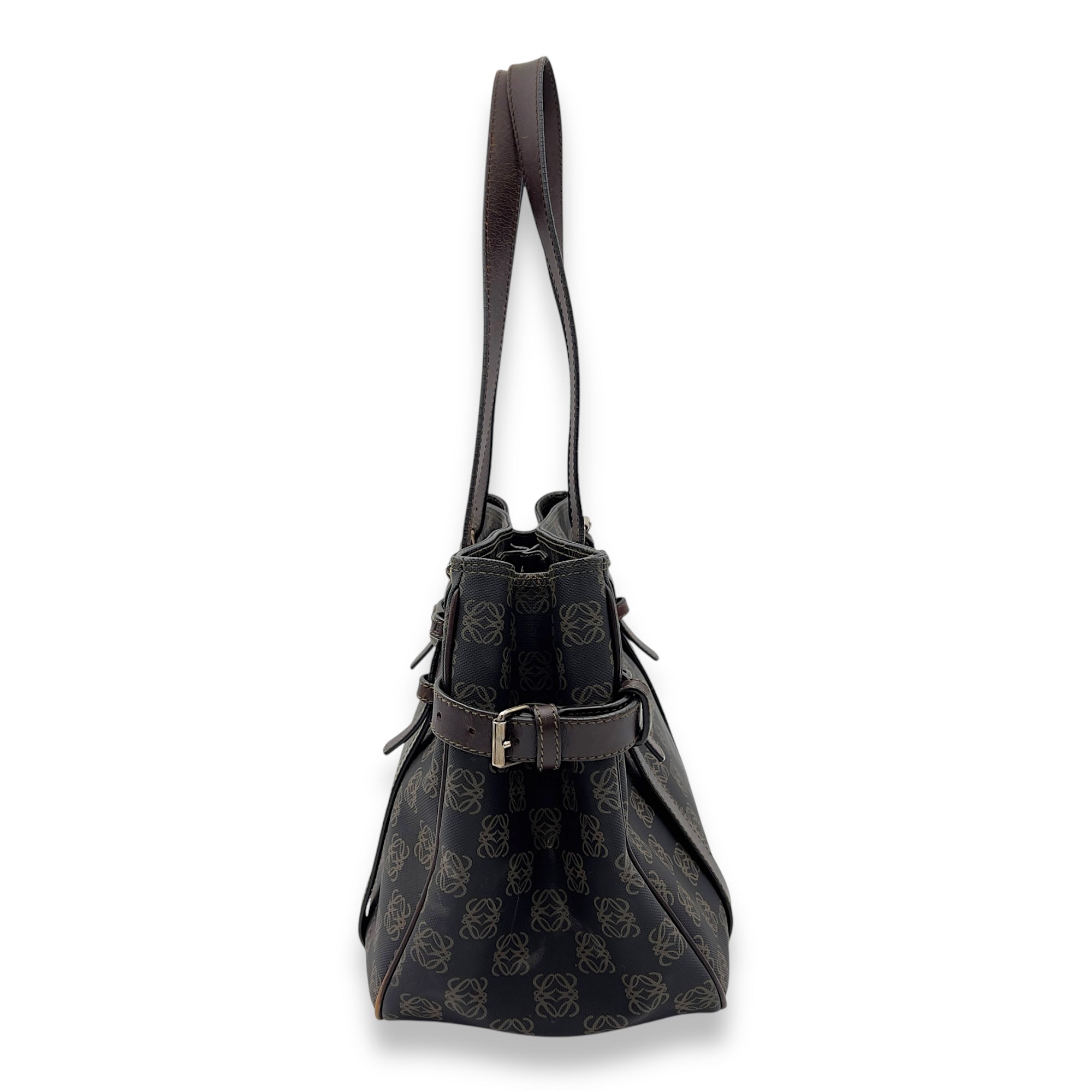 Loewe Anagram Brown Tote Bag in Coated Canvas, Gold hardware_4