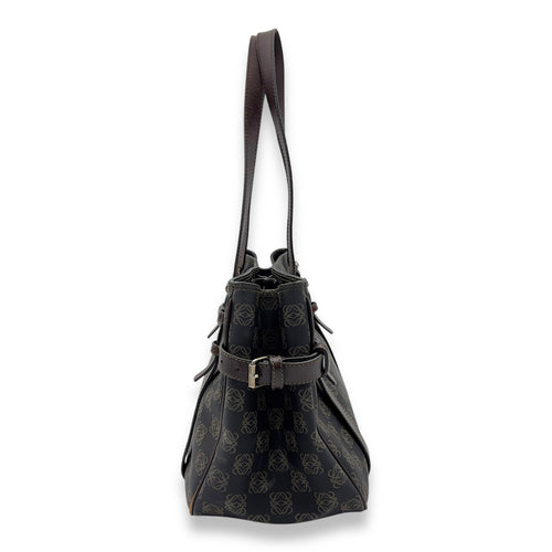 Loewe Anagram Brown Tote Bag in Coated Canvas, Gold hardware_4