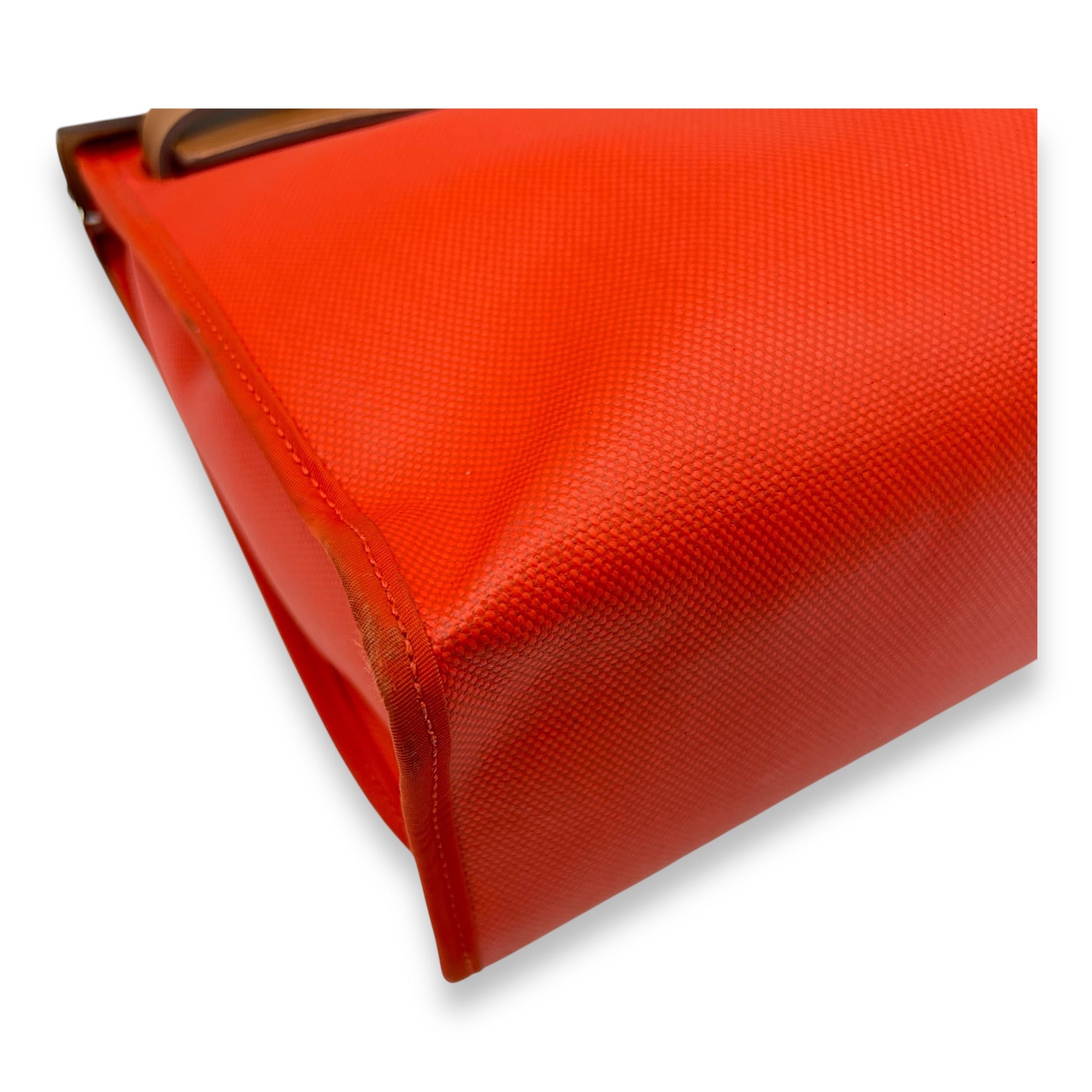 Hermès Herbag 31 Orange Mecano/ Ecru-beige/ Fauve Shoulder Bag in Toile, Palladium hardware_7