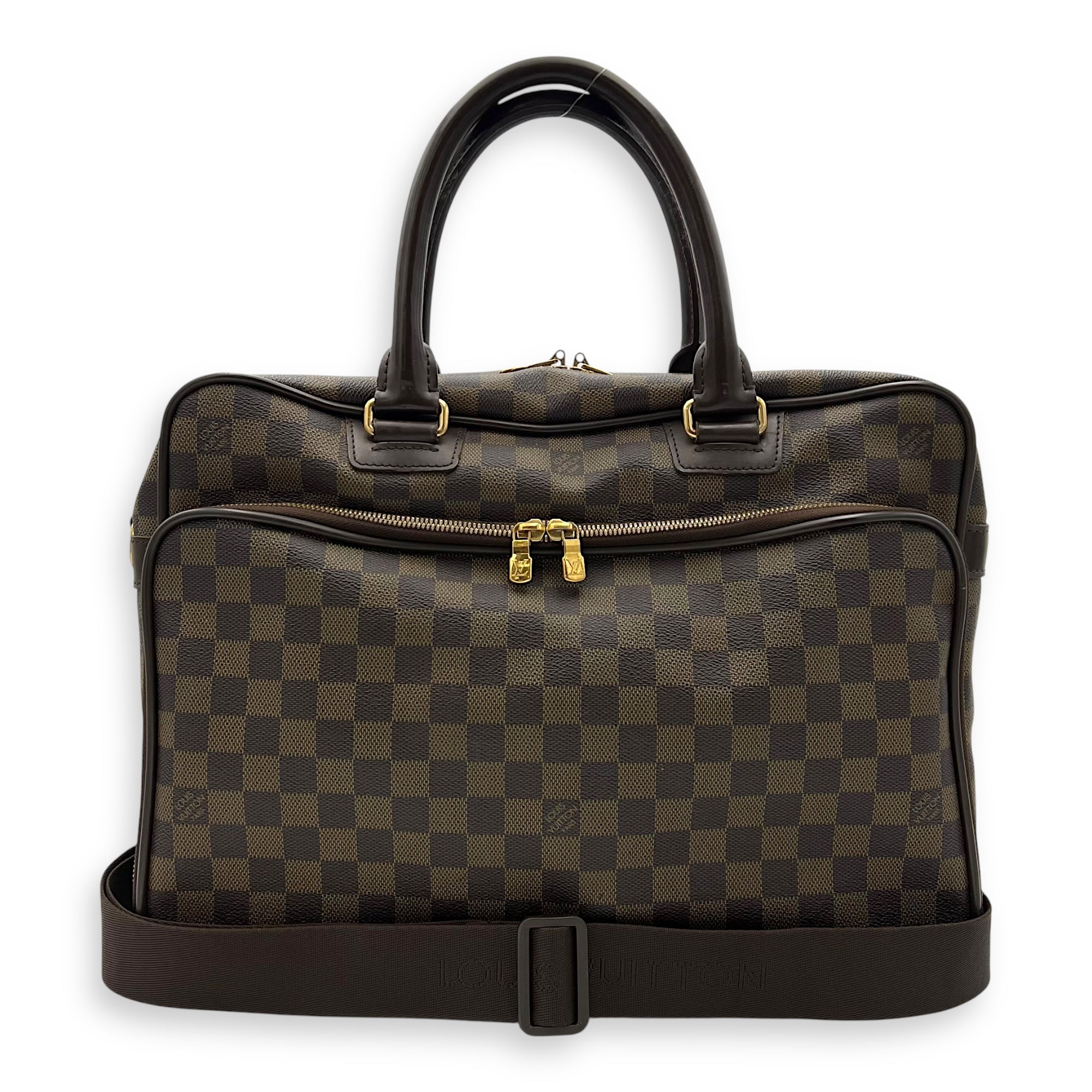 Louis Vuitton ICare Top Handle Bag Brown in Coated Canvas, Gold hardware_15