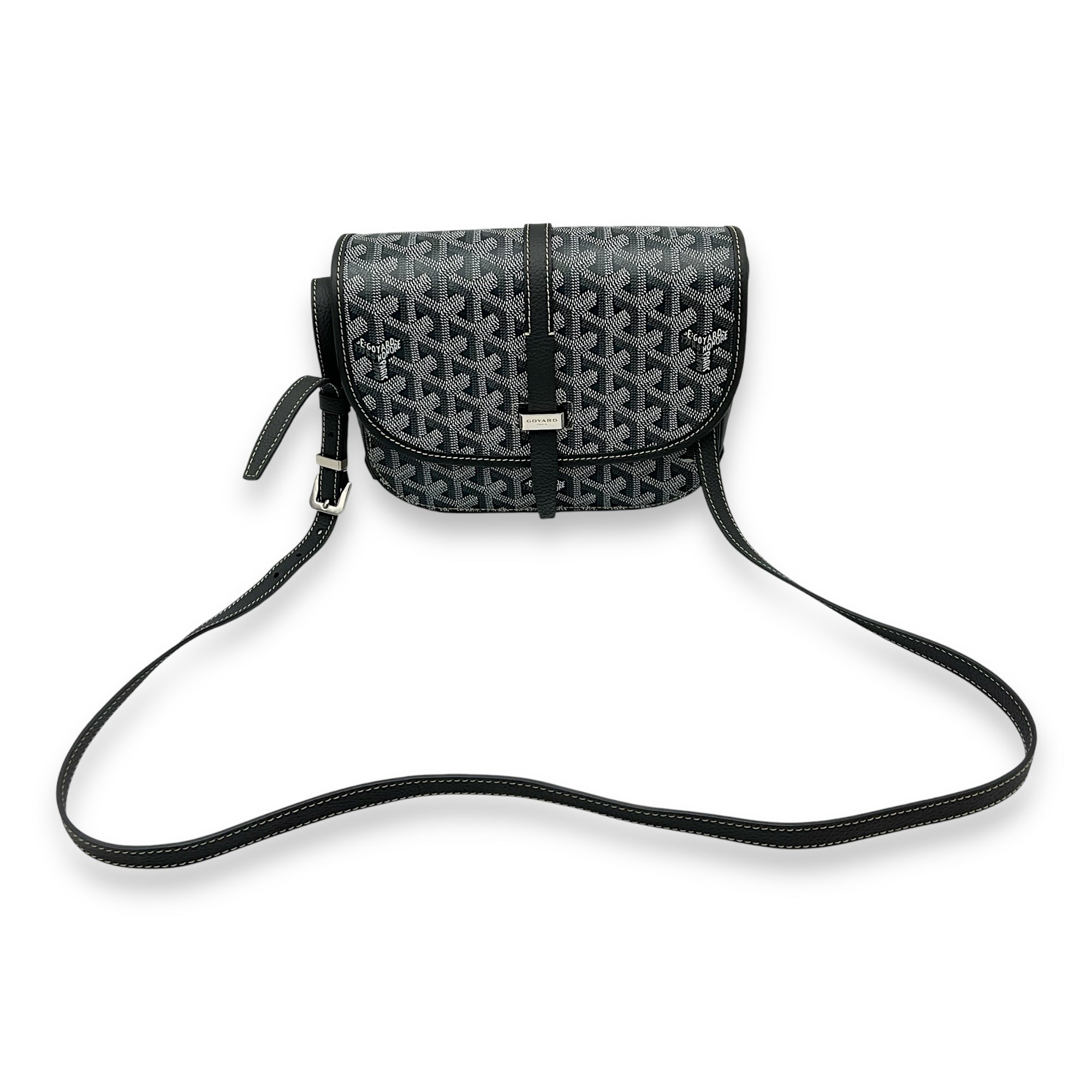 Goyard Belvedere Crossbody Bag PM Grey in Coated Canvas, Silver hardware_7
