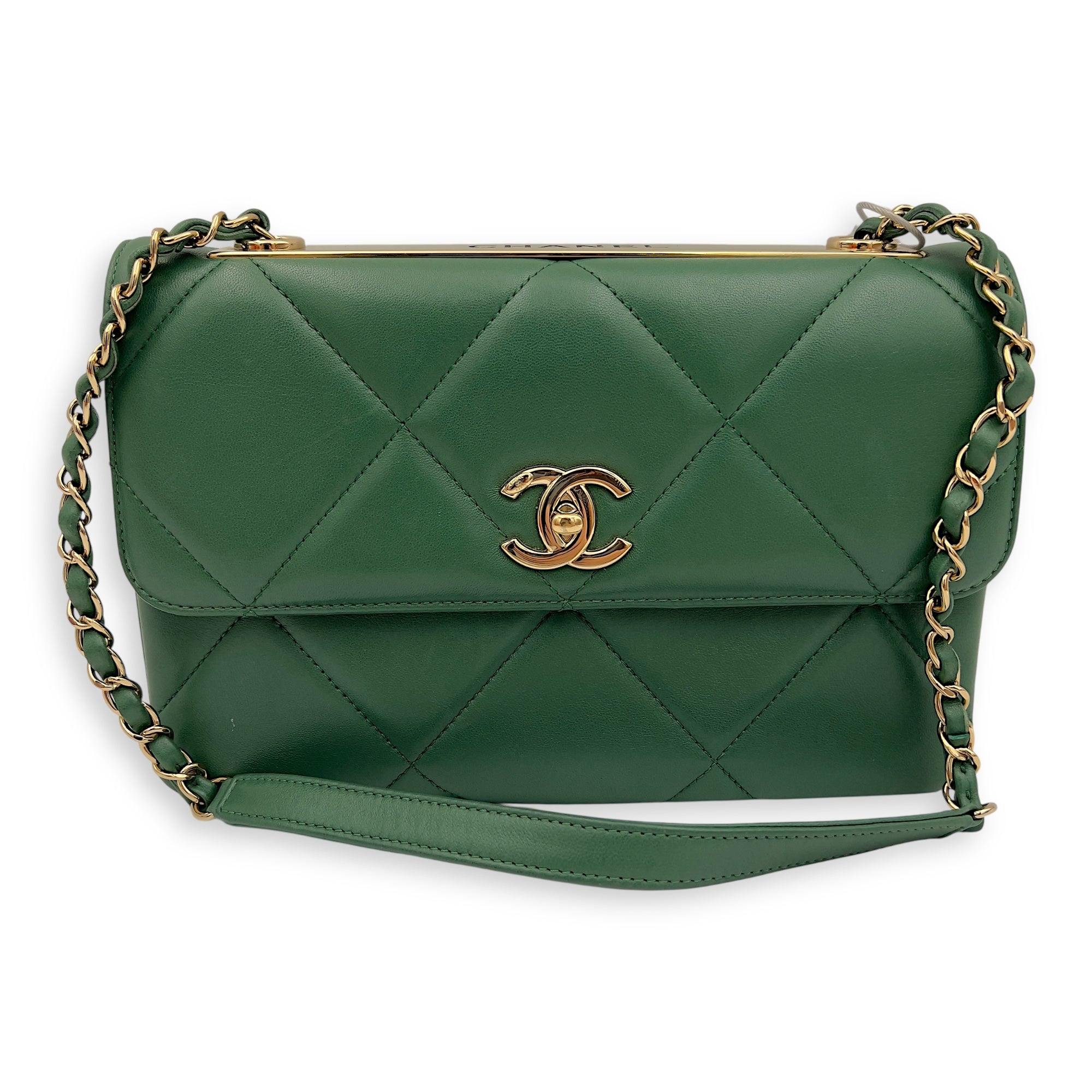 Chanel Trendy CC Black Top Handle Bag in Calfskin, Gold hardware_13