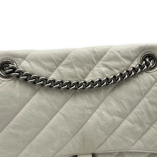 Balenciaga Crush Shoulder Bag White in Calfskin, Silver hardware_15