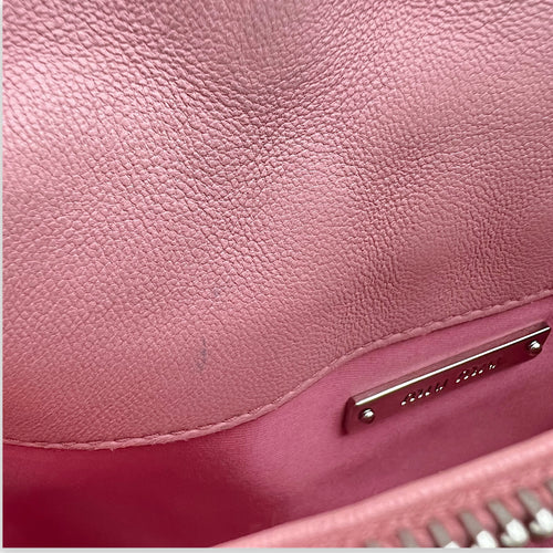 Miu Miu Matelassé Shoulder Bag Pink in Lambskin, Silver hardware_15