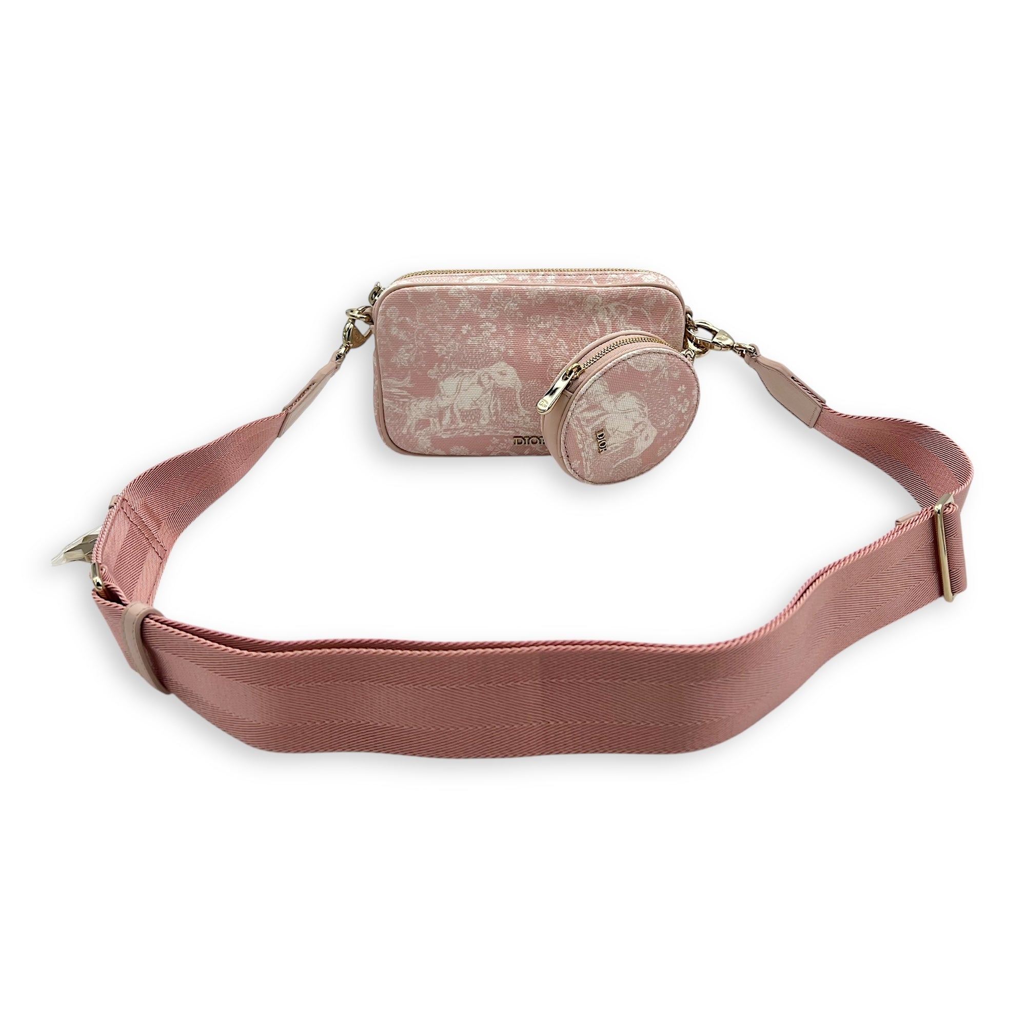 Dior Multi-pouch Crossbody Bag Pink in Canvas, Light Gold hardware_15