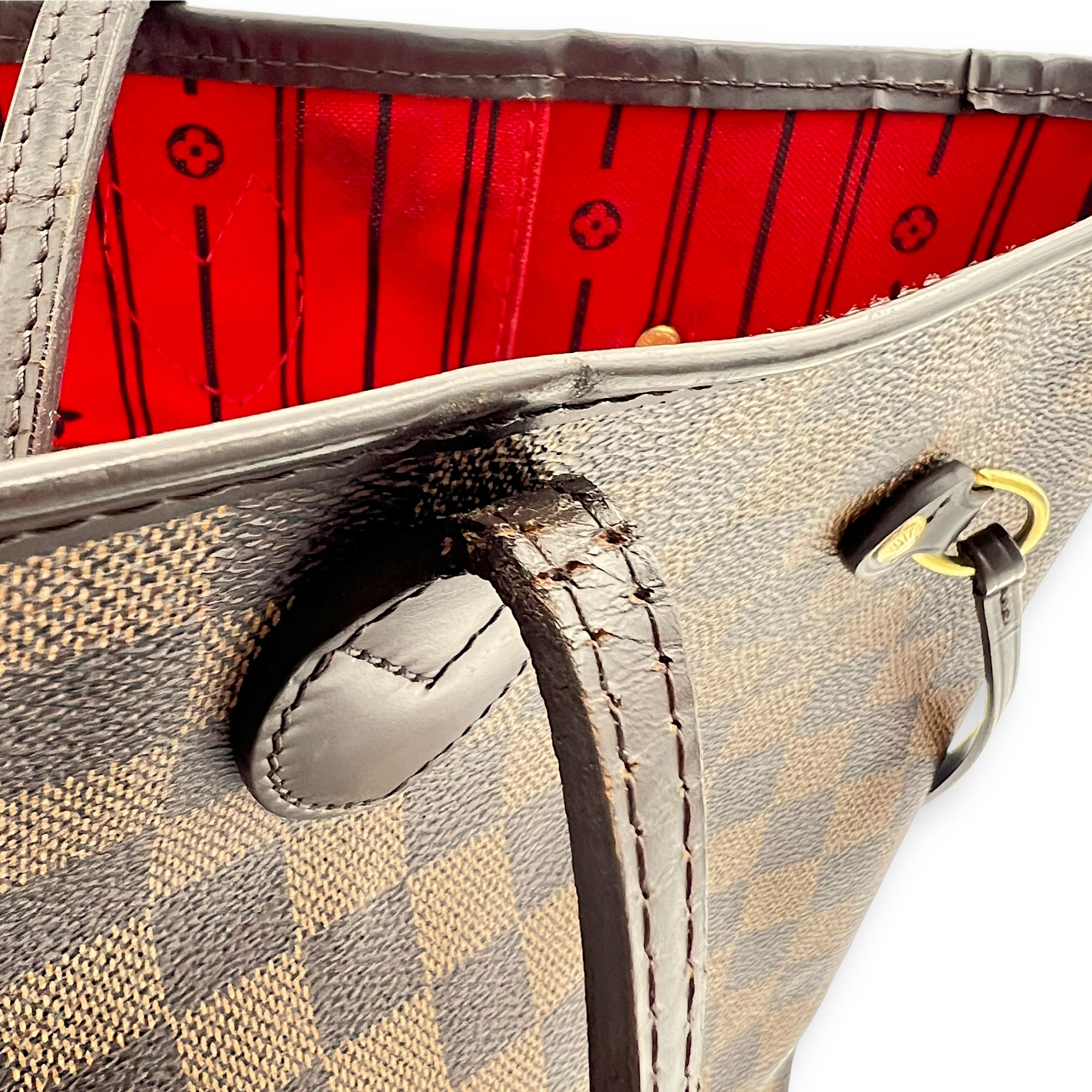 Louis Vuitton Neverfull Tote Bag Damier Ebene in Coated Canvas, Gold hardware_13