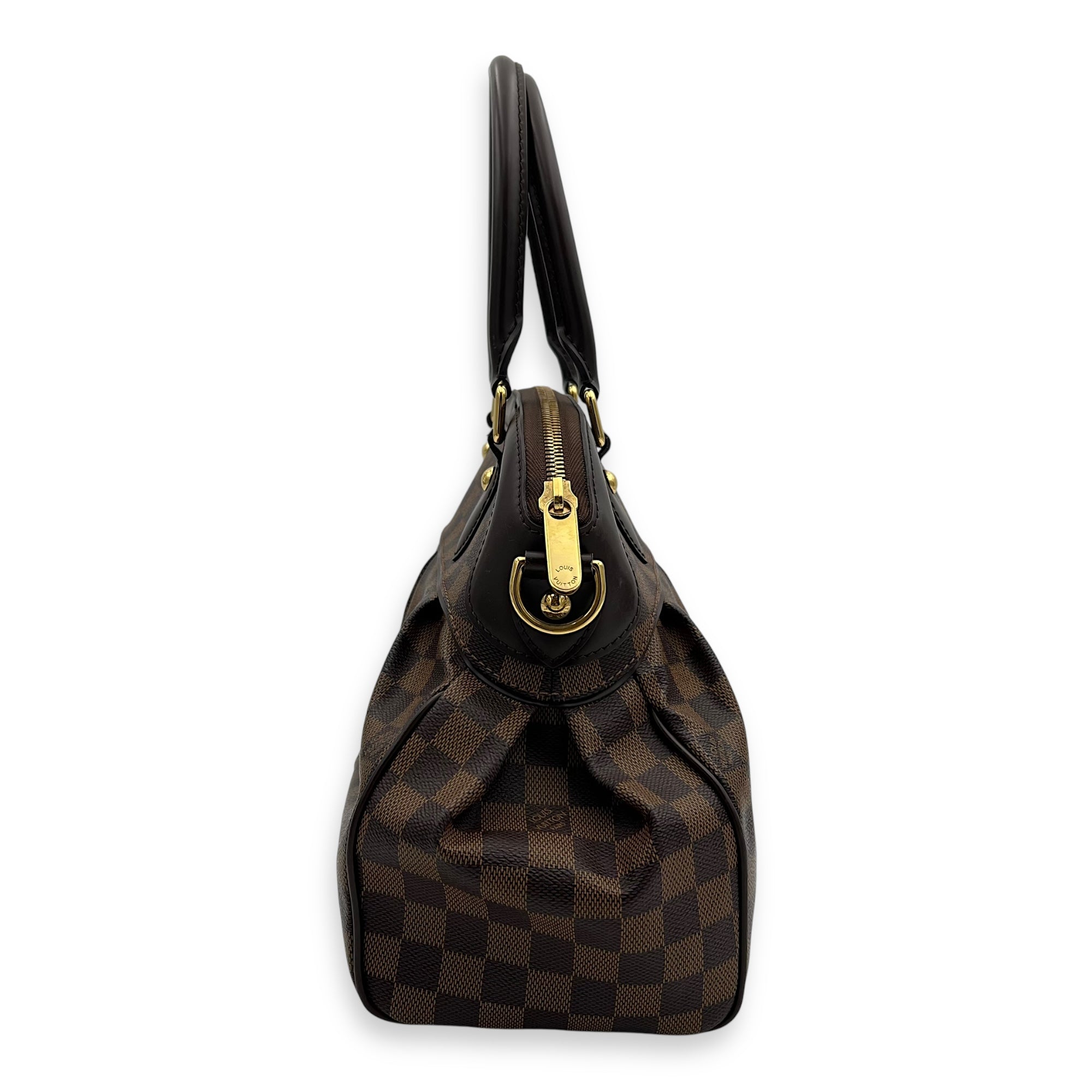 Louis Vuitton Trevi PM Damier Ebene Top Handle Bag in Coated Canvas, Gold hardware_3