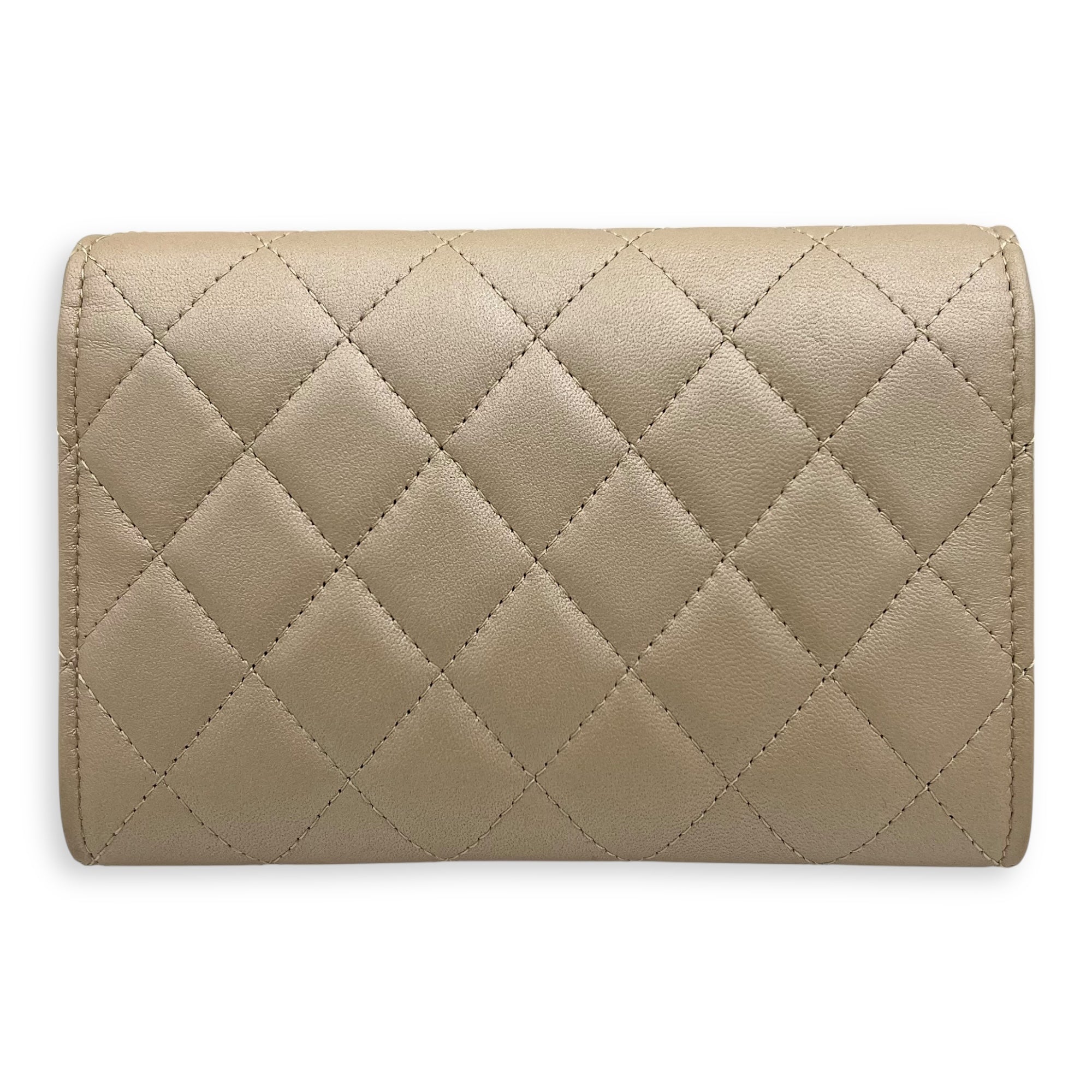 Chanel CC Wallet On Chain Beige in Calfskin, Gold hardware_2