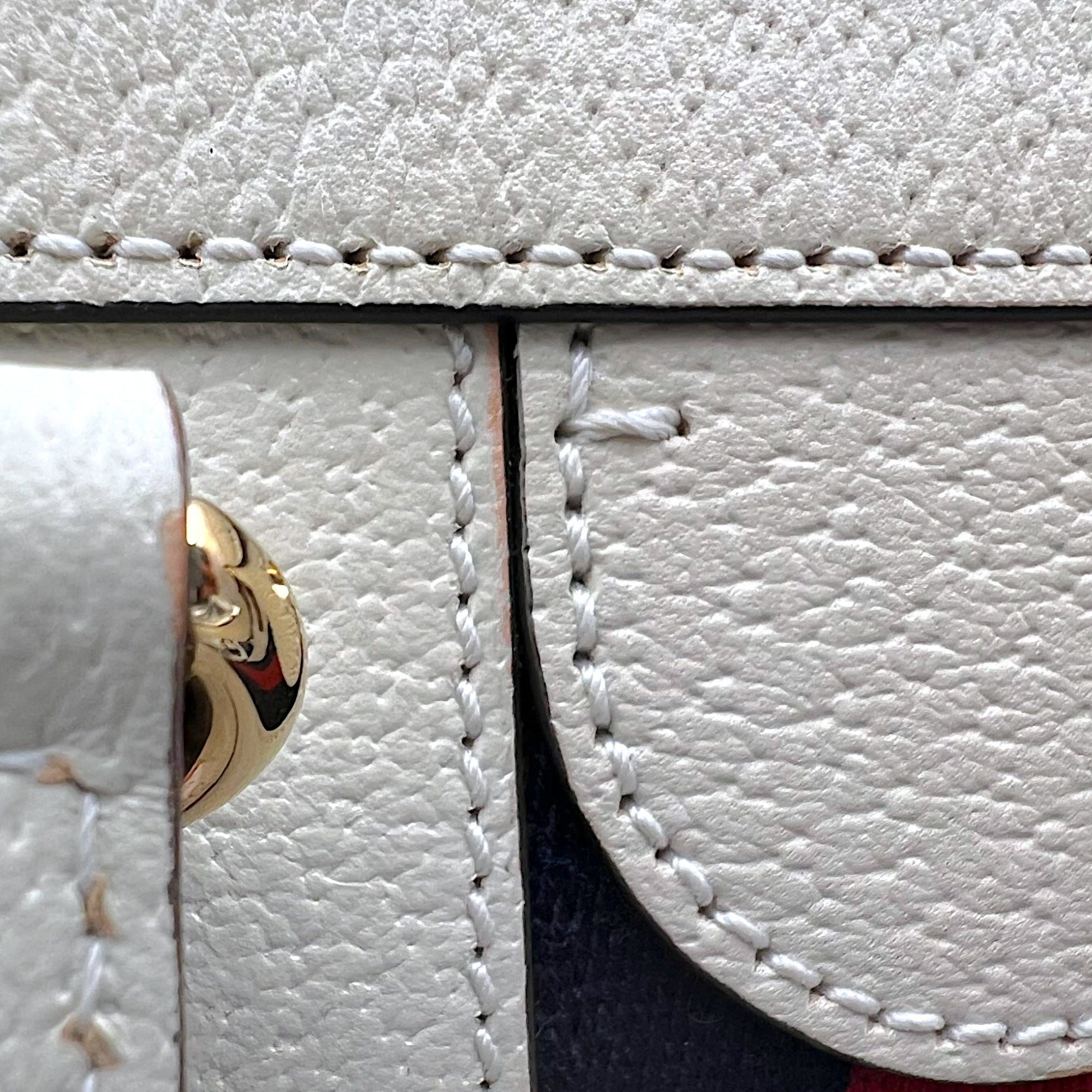 Gucci Ophidia Top Handle Bag White in Calfskin, Gold hardware_15