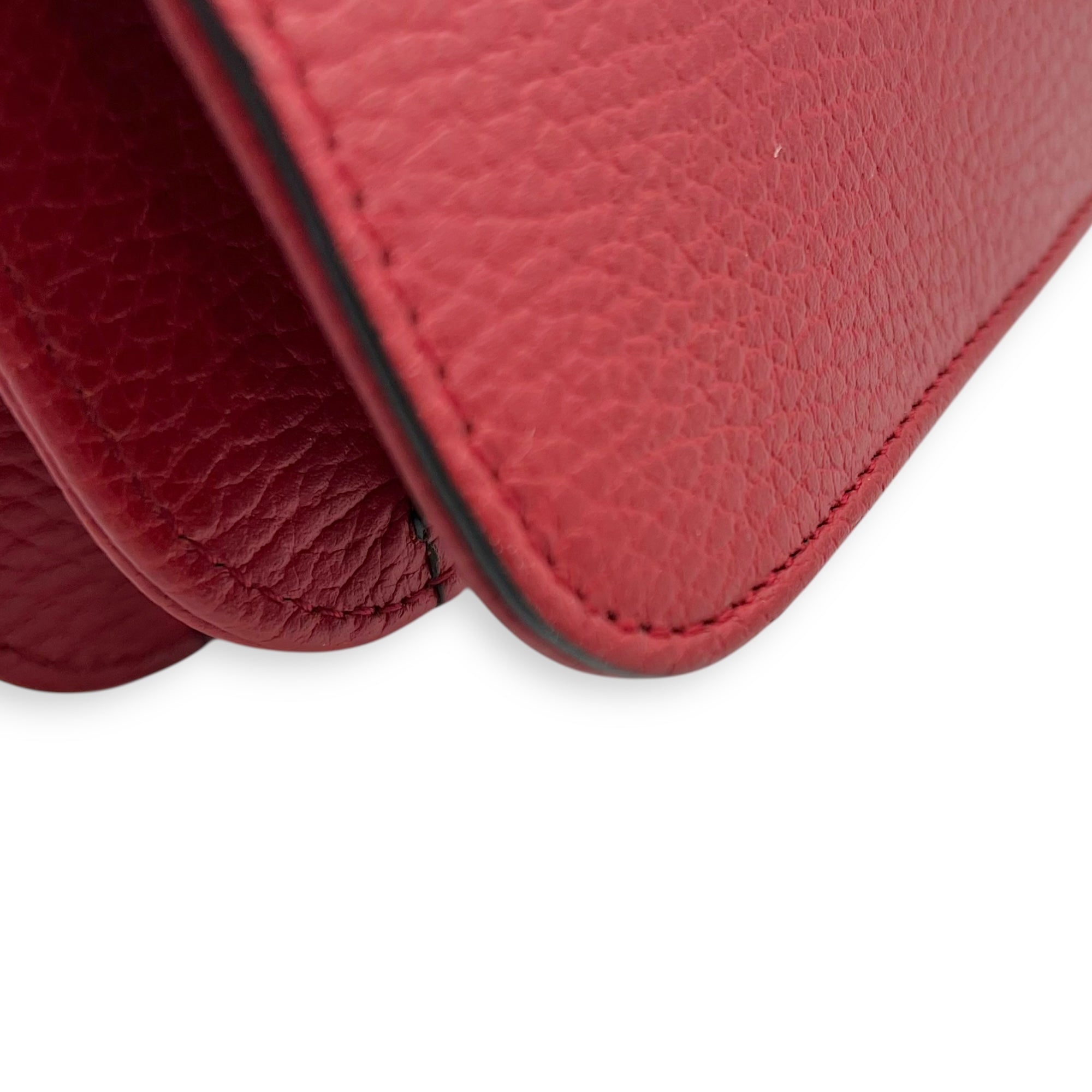 Gucci Interlocking G Shoulder Bag Red in Calfskin, Gold hardware_14