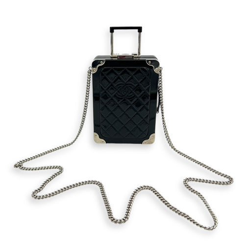 Chanel Minaudiere Trolley Black Clutch in, Silver hardware_15