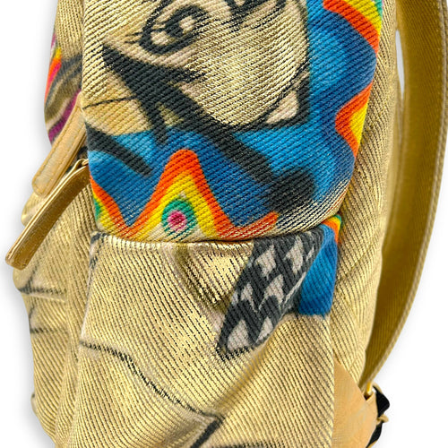 Chanel Grafitti Backpack Gold in Canvas, Gold hardware_13