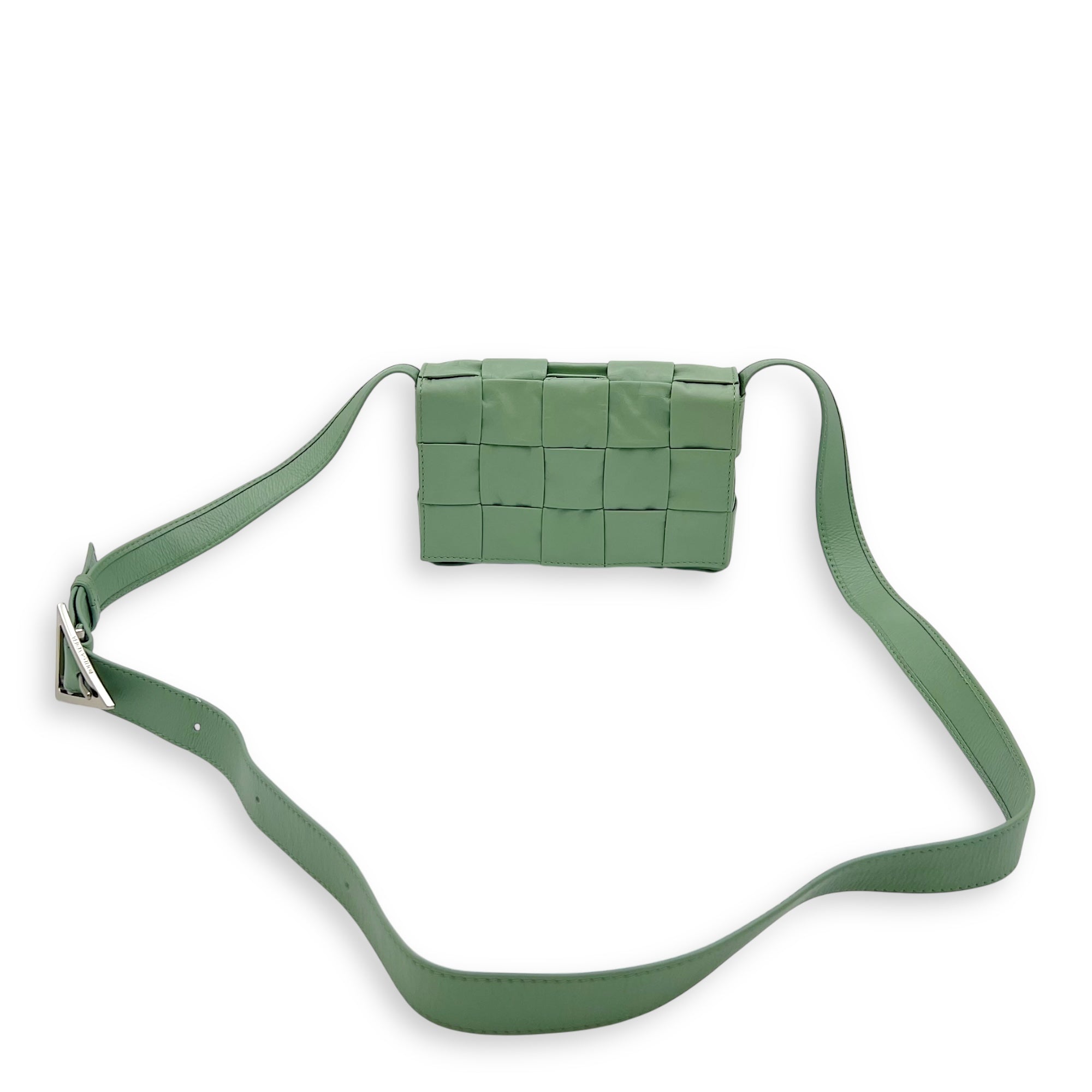 Bottega Veneta Cassette Crossbody Bag Green in Calfskin_15