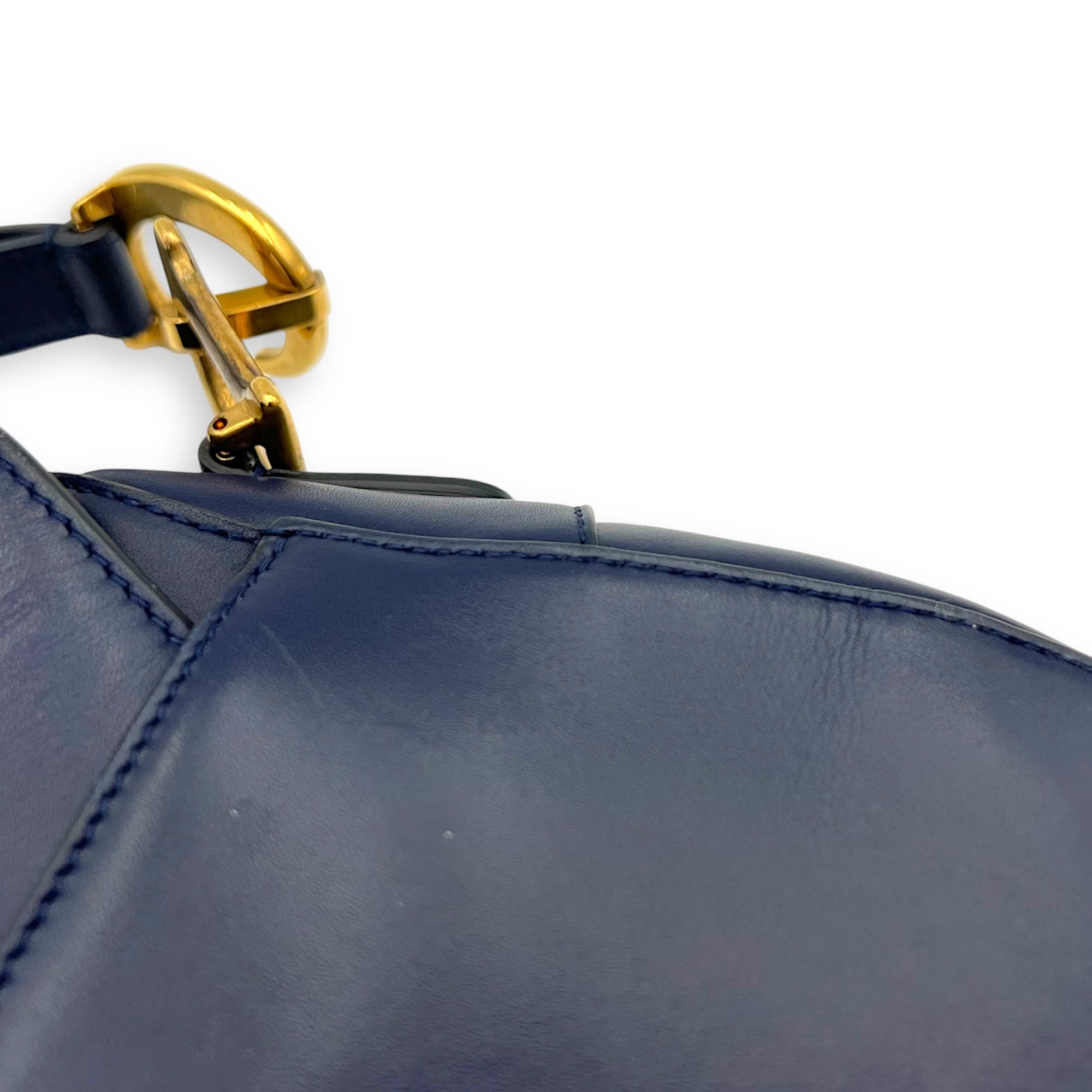 Dior Saddle Shoulder Bag Blue in Calfskin, Gold hardware_14
