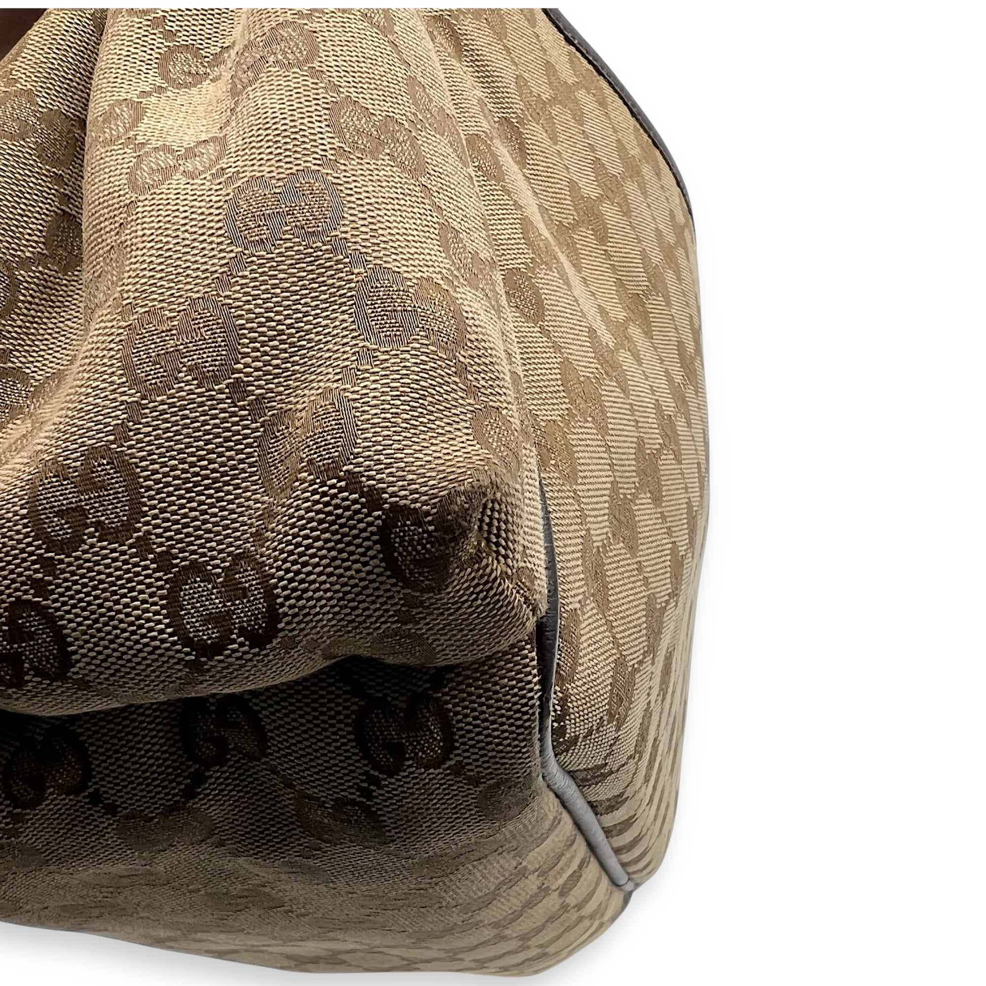Gucci GG Shoulder Bag Brown in Canvas, Silver hardware_15