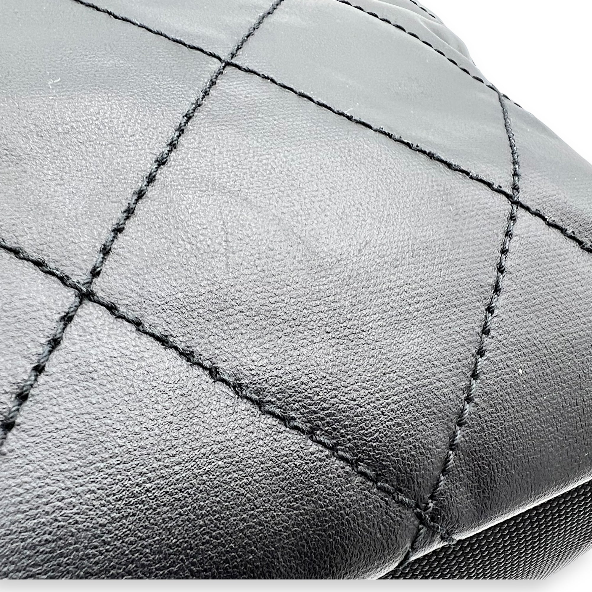 Chanel Paris Biarritz Tote Bag Black in Coated Canvas, Silver hardware_15