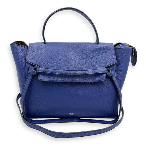 Celine Belt Bag Top Handle Bag Blue in Calfskin, Gold hardware_7