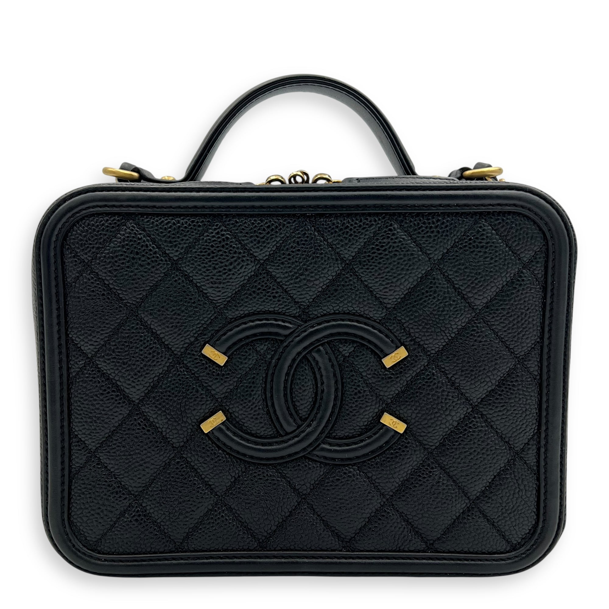 Chanel Filigree Top Handle Bag Medium Beige in Caviar Leather, Gold hardware_1