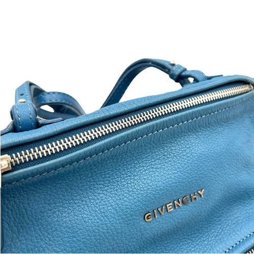 Pandora Crossbody Bag Mini Blue in Calfskin , Silver Hardware