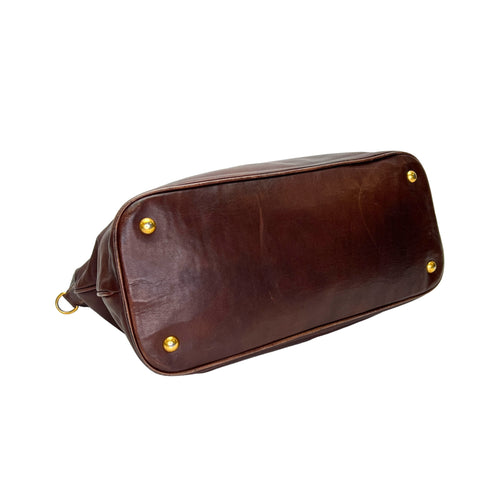 Twoway Top handle Bag  Brown in Calfskin , Gold Hardware