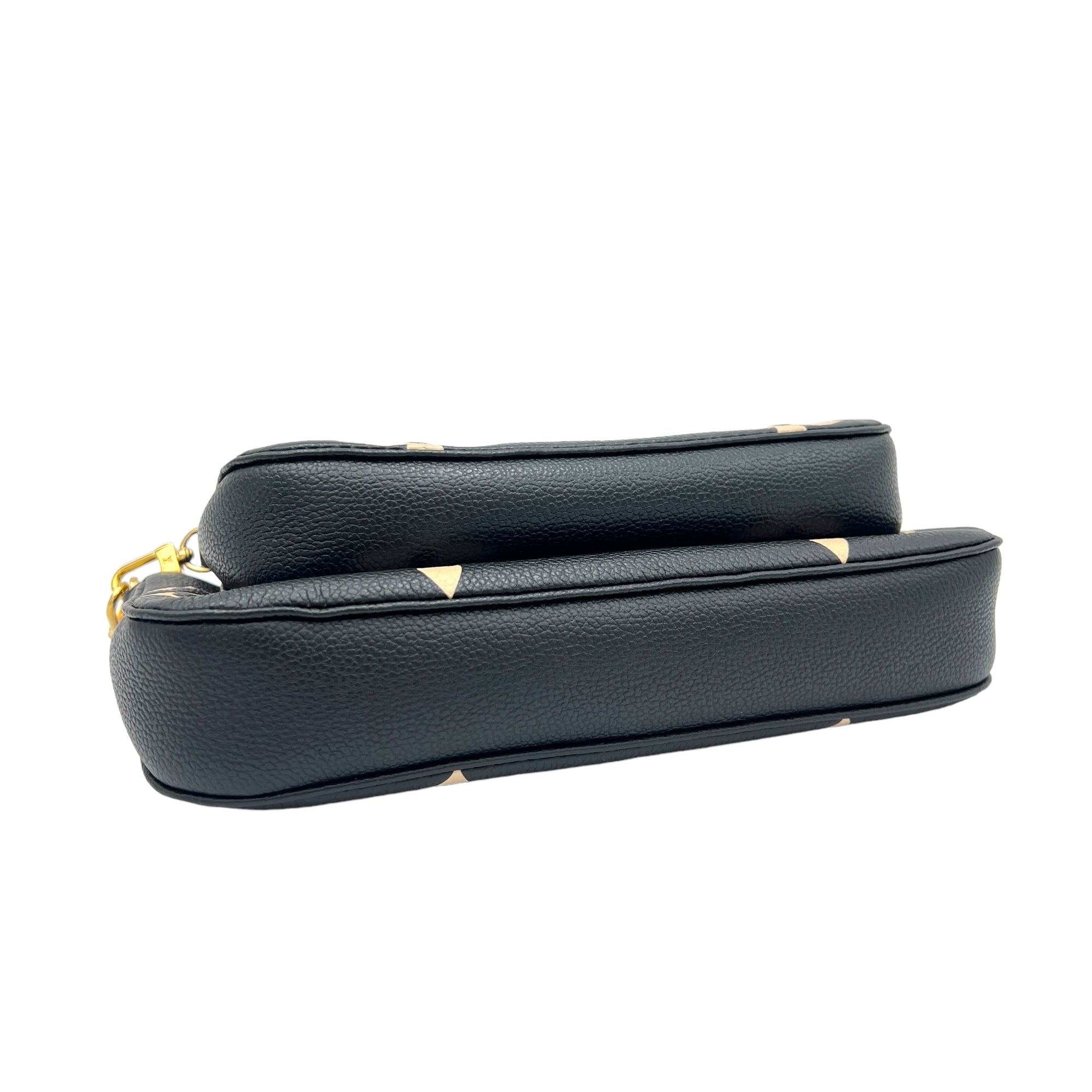 Multi-Pochette Accessoires Black Crossbody Bag in Empreinte Leather, Gold hardware