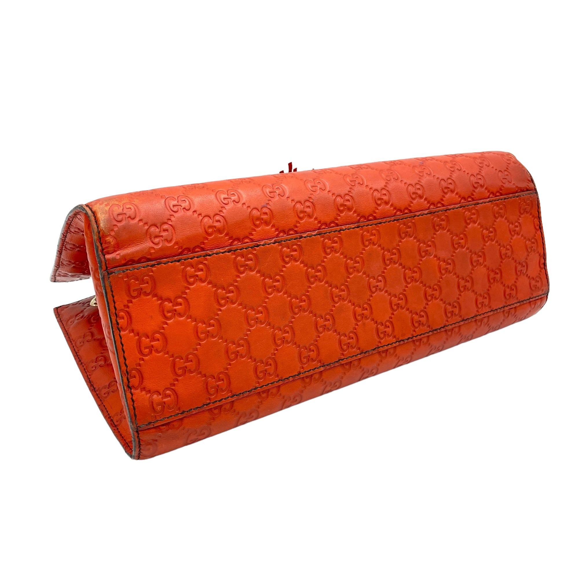 Emily Large Orange Shoulder Bag in Guccissima Leather, Gold hardware