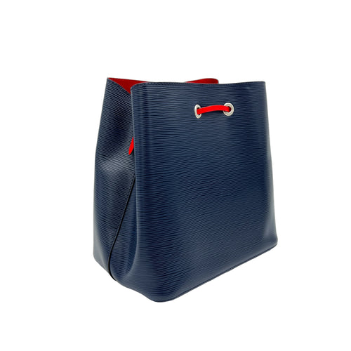 NeoNoe MM Navy Bucket Bag in Epi Leather, Silver hardware