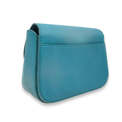 Vivienne Crossbody Bag Blue in Calfskin, Silver hardware