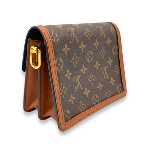 Dauphine Shoulder Bag Mini Reverse in Monogram Coated Canvas, Gold hardware