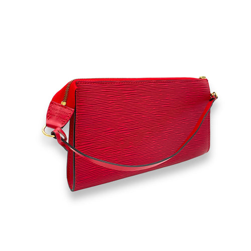 Pochette Accessoires Red Shoulder Bag in Epi Leather, Gold hardware