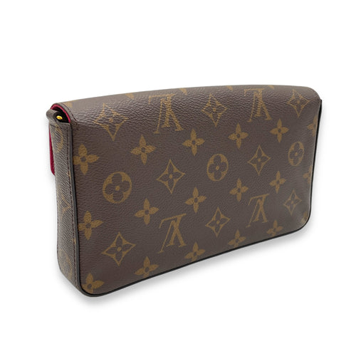 Felicie Brown Wallet On Chain in Monogram Coated Canvas, Gold hardware