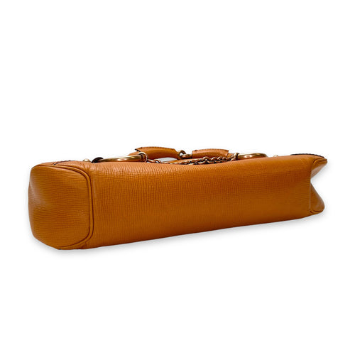 Horsebit Orange Shoulder Bag in Calfskin, Rose Gold hardware