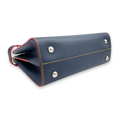 Twist Top Handle Bag Blue in Epi Leather, Silver hardware