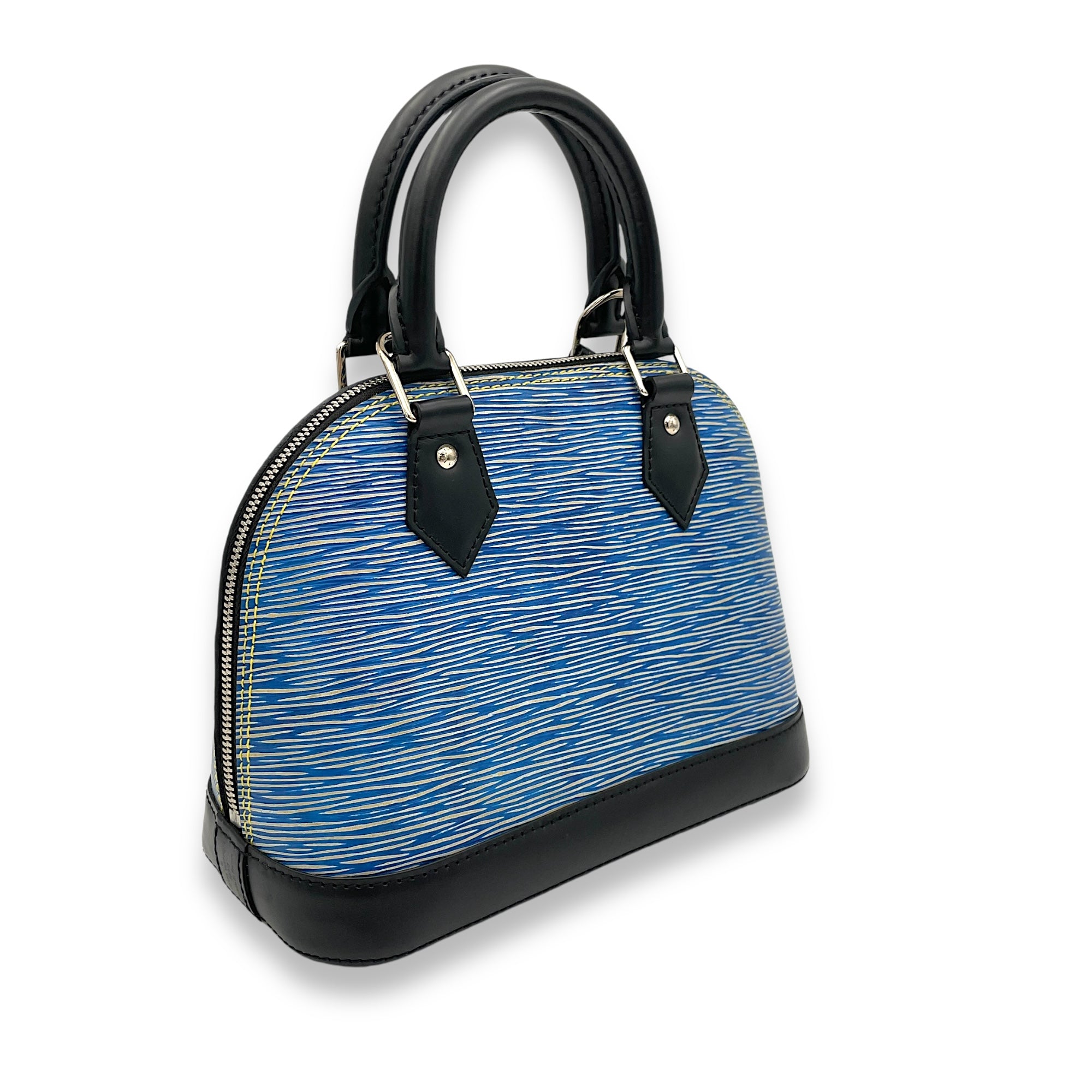 Alma Top Handle Bag Blue in Epi Leather, Silver hardware