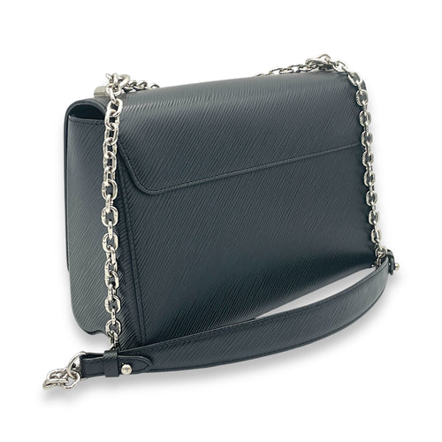 Twist MM Black Shoulder Bag in Epi Leather, Silver hardware