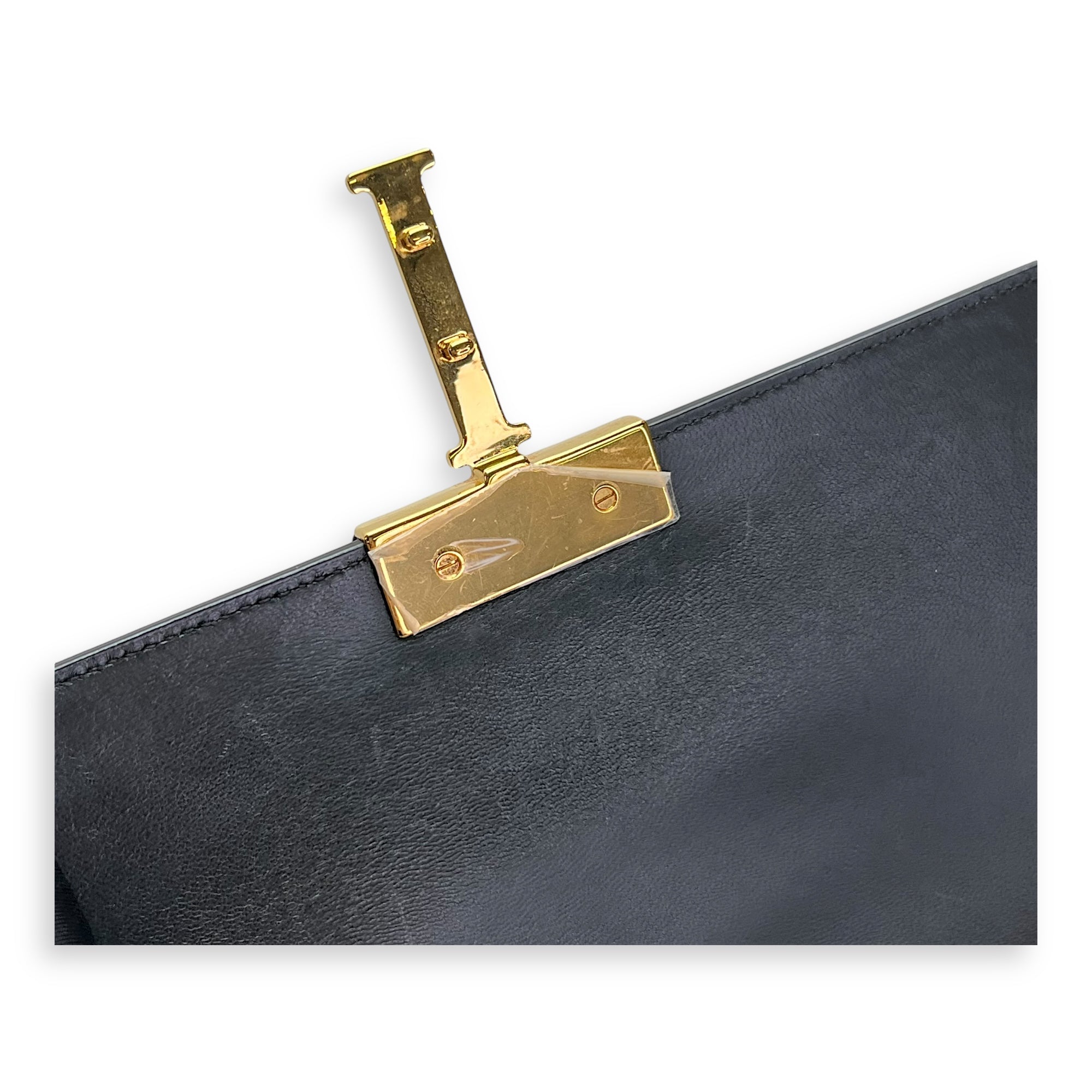 30 Montaigne Medium Black Crossbody Bag in Calfskin, Gold hardware