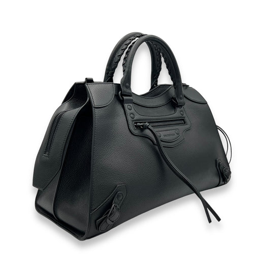 Neo Classic Top Handle Bag Black in Calfskin, Gunmetal hardware