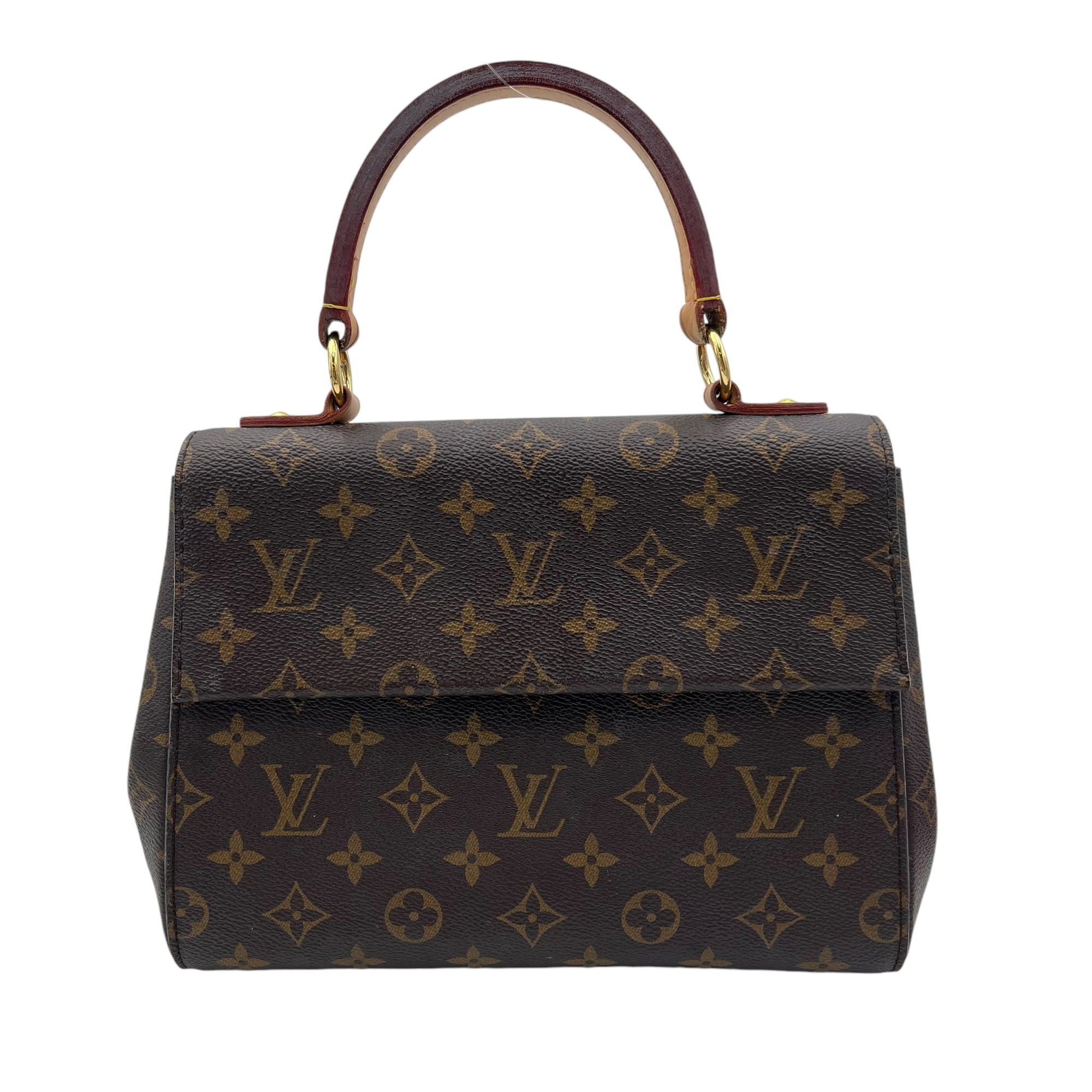 Cluny Top Handle Bag Brown in Monogram Coated Canvas, Gold hardware