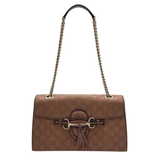 Guccissima Brown Shoulder Bag in Calfskin, Gold hardware