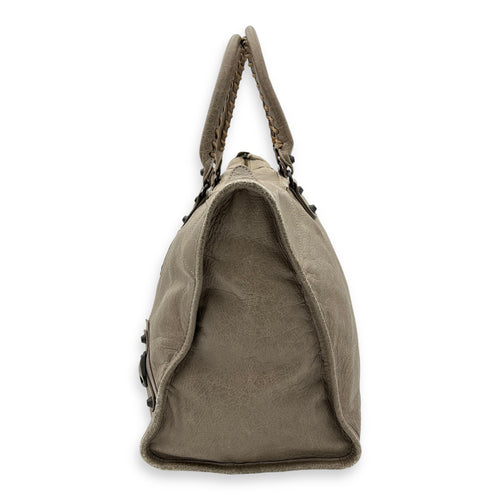 Work Top Handle Bag Brown in Distressed Leather, Gunmetal hardware