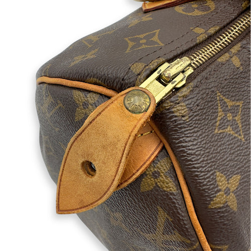 Louis Vuitton Speedy 30 Brown Top Handle Bag in Monogram Coated Canvas, Gold hardware_16