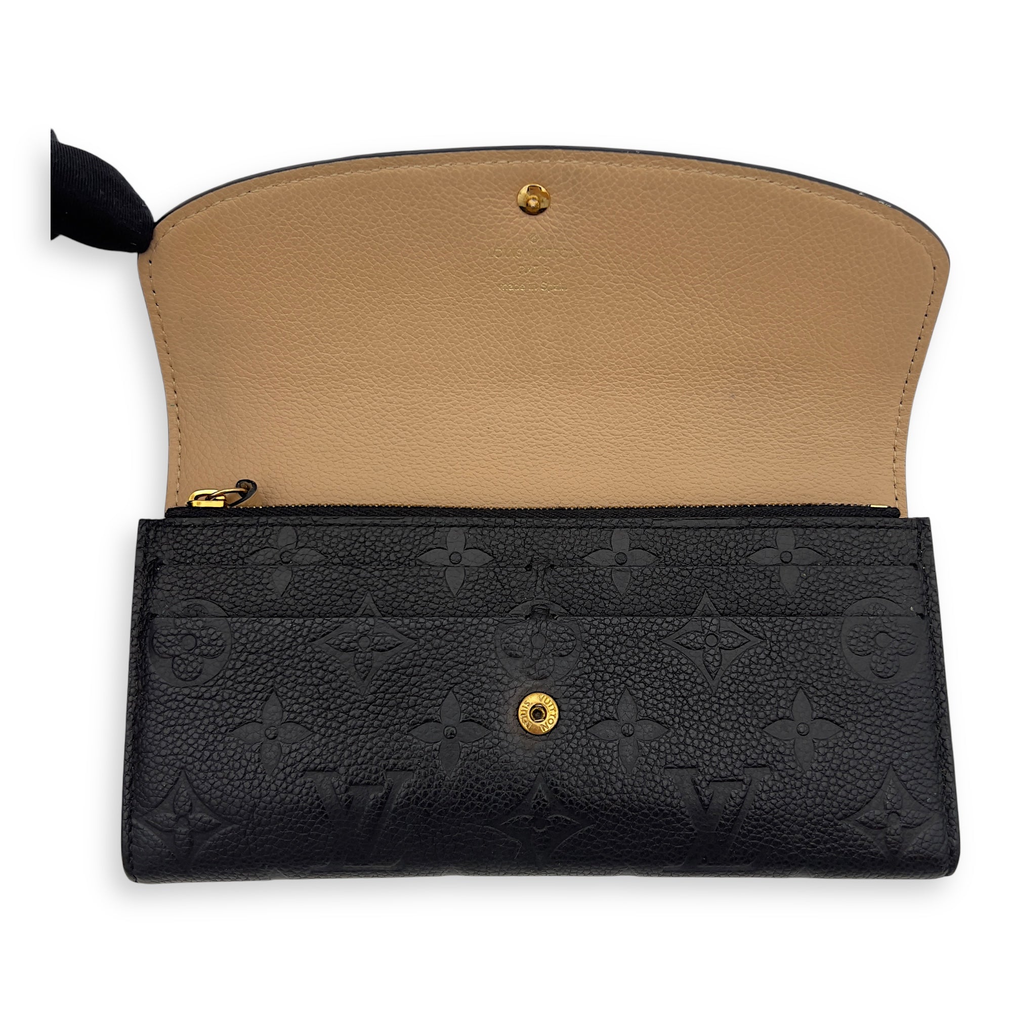 Louis Vuitton Emilie Wallet Black in Empreinte Leather, Gold hardware_12